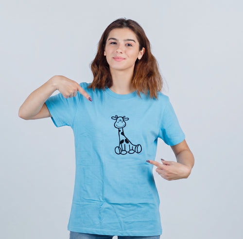 Cotton embroidered T-Shirt - Giraffe