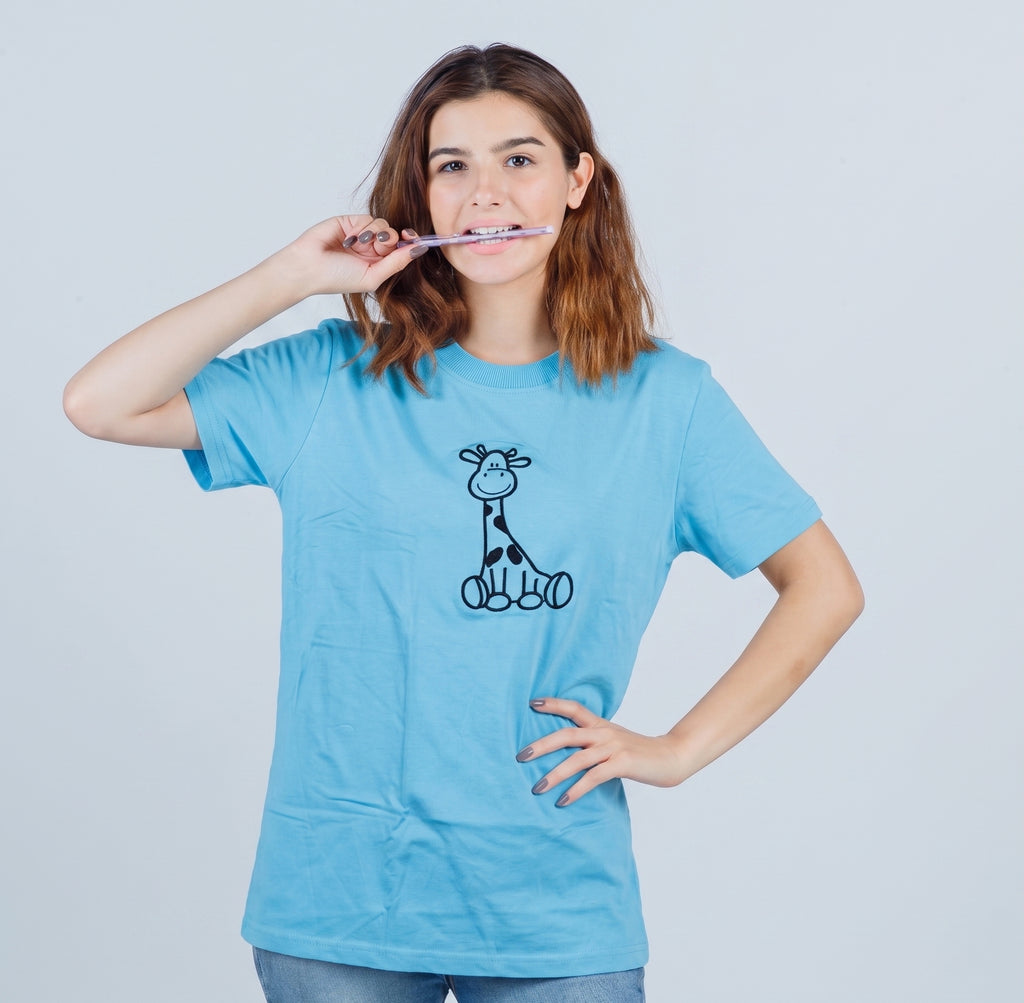 Cotton embroidered T-Shirt - Giraffe